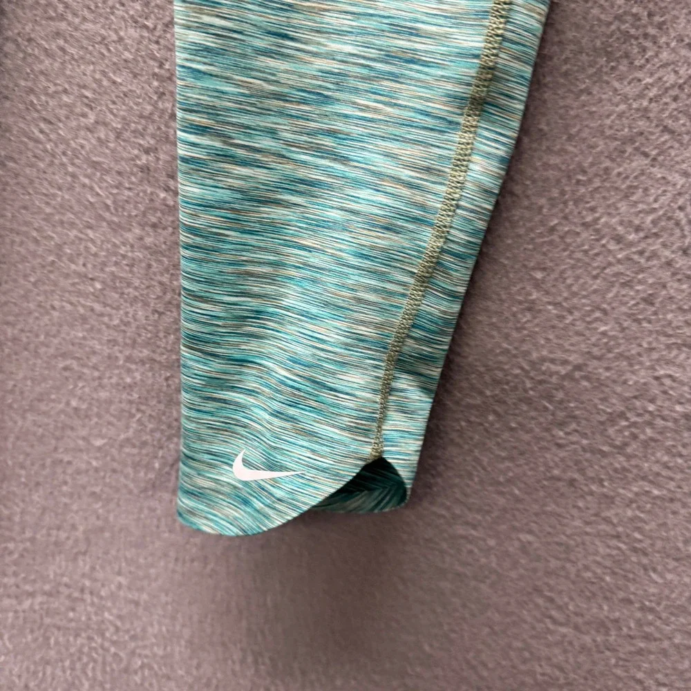 Nike Leggings Kids Girls Large One Dri-FIT Teal Space Dye Activewear Gym NEW
